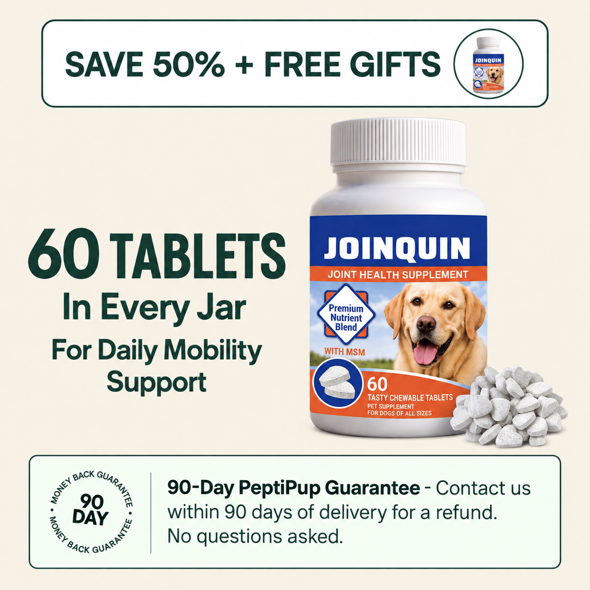 PeptiPup Save 50% plus free gifts and 90-day guarantee