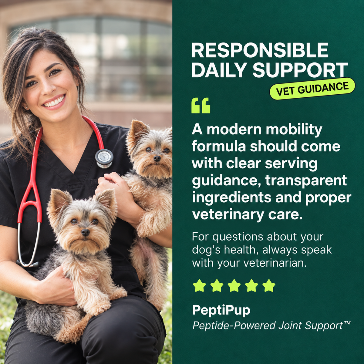 PeptiPup responsible daily mobility support